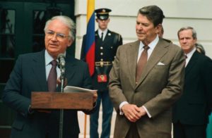 Presidente Colombia Belisario Betancur e Presidente USA Ronald Reagan