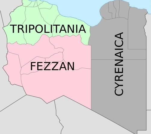Mappa Libia Tripolitania Cirenaica Fezzan